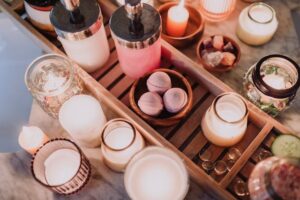 Aromatherapy candles in a relaxing spa setting in Thane